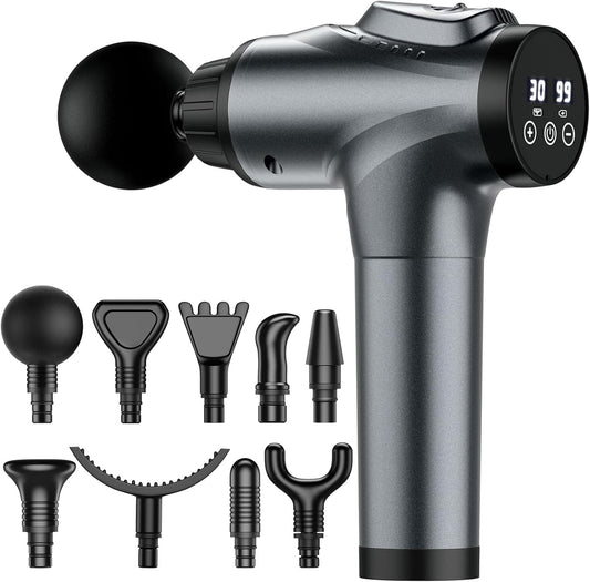 Professional Deep Tissue Massage Gun for Athletes - Handheld Electric Percussion Massager with 30 Speed Levels and 9 Attachments for Pain Relief - Ideal Father's Day Gift