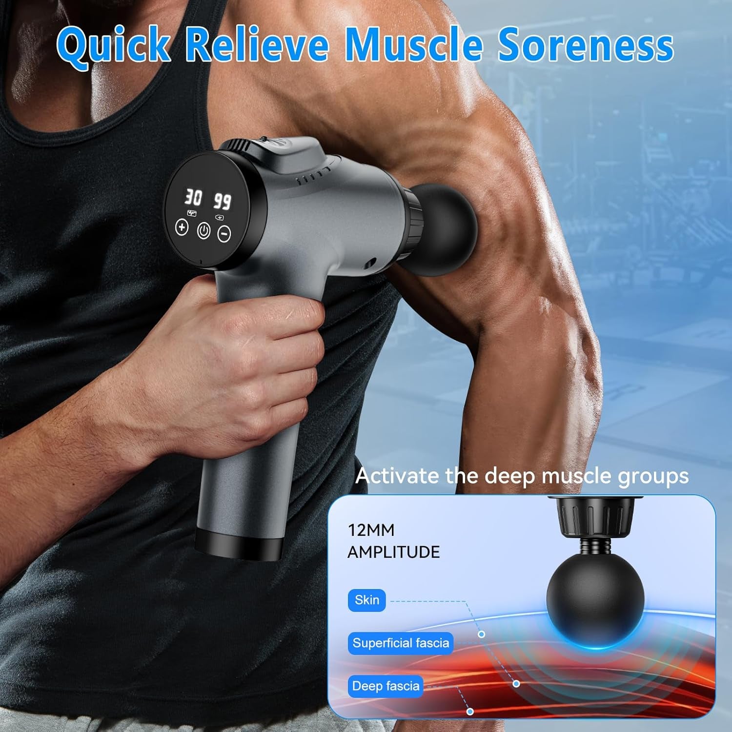 Professional Deep Tissue Massage Gun for Athletes - Handheld Electric Percussion Massager with 30 Speed Levels and 9 Attachments for Pain Relief - Ideal Father's Day Gift